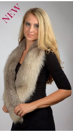 Fox fur scarf -  sapphire grey